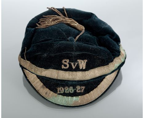 VINTAGE BLUE SCOTLAND V WALES INTERNATIONAL CAP, 1926-27  the recipient of this cap is unknown though thought to be Andrew Wi