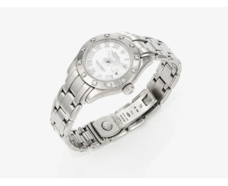 Damenarmbanduhr  Genf, 2005. ROLEX DATE JUST, PEARLMASTER  Weißgold 750/-, gestempelt. 12 Kleinbrillanten. Gebrauchsspuren. I