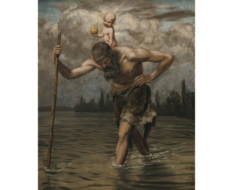 Hans Thoma1839 Bernau/Schwarzwald - 1924 KarlsruheHl. ChristophorusR. u. monogrammiert HTh und (18)89 datiert. Rücks. Reste e