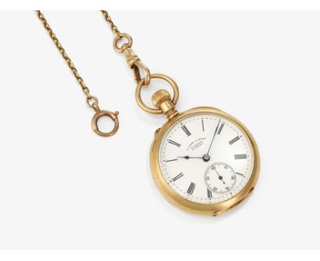 Damentaschenuhr  Glashütte, 1900, A. LANGE &amp; SÖHNE  Gelbgold 750/, gestempelt. Glas bei der XII min. best. D. 3,6 cm. Ca.