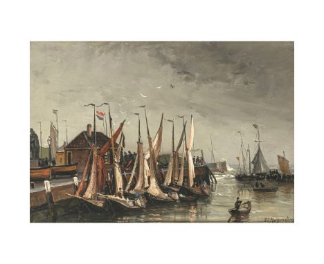 Friedrich Ernst Morgenstern1853 Frankfurt/M. - 1919 ebenda"Fischerhafen in Vlissingen"Blick auf Boote sowie auf die Statue de