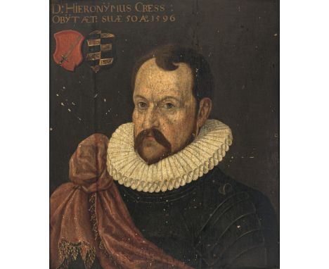 Nürnberg1596 o. späterHieronymus Kreß von Kressenstein(1546 -1596). Brustbild im Harnisch nach links. Am oberen Rand mit dem 