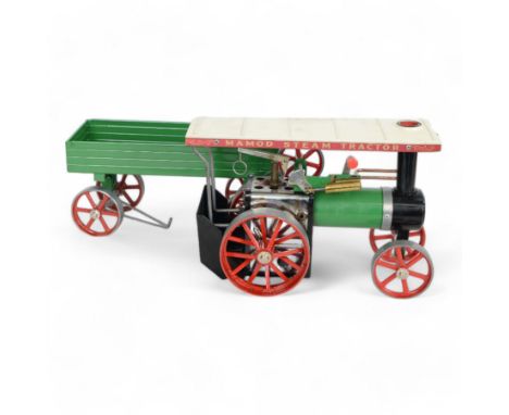 Mamod TE1a Live Steam Tractor, with a Mamod OW1 Open Wagon, both boxed 