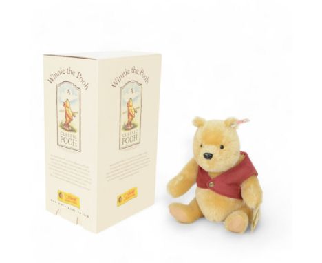 Steiff limited edition Winnie the Pooh no. 651489, with fully jointed blonde mohair body wearing red buttoned waistcoat, limi