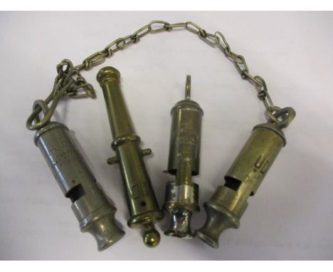 Vintage whistles - Acme city, Arp Hudson &amp; Co, and a Police whistle stamped G.R 