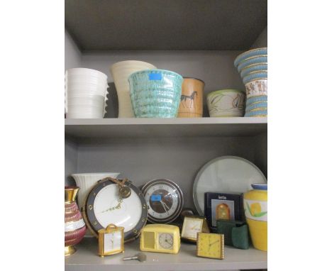 Vintage mantle and bedside clocks to include Metamec, Luxor, Cyma, Timemaster and Acctim and other items. Location:RWB 