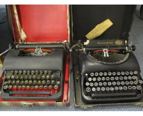 A Remington typewriter and one other, both in travelling cases 