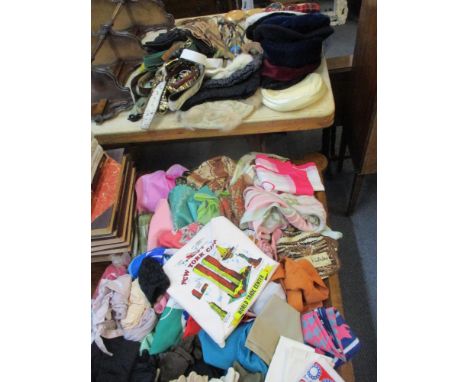 A quantity of vintage clothing accessories to include hats, shoe stays, belts, cumber bands, gloves, Retro glasses, YSL sungl