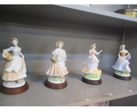 Four Royal Worcester Pastoral Collection limited edition figures all numbered 1545/5000 to include Goose Girl, Fruit Picking,