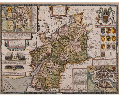 Gloucestershire.- Speed (John) Glocestershire contrived into thirty thre several hundreds, first edition, county map with ins