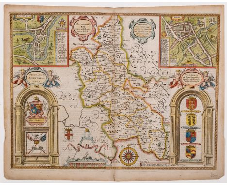 Buckinghamshire.- Speed (John) Buckingham Both Shyre and Shire Towne describ., county map with inset plans of Buckingham and 