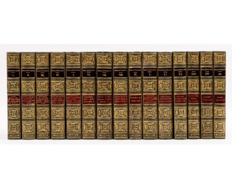 Shakespeare (William) The Plays and Poems, 15 vol., edited by A. J. Valpy, portrait frontispiece and plates, contemporary hal