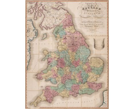 NO RESERVE Britain.- Mogg (Edward) Mogg's New Map of England and Wales, with part of Scotland, calligraphic title in the uppe