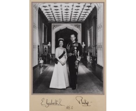 Elizabeth II (Queen) &amp; Philip (Duke of Edinburgh) Mounted photograph signed "Elizabeth R" and "Philip" and dated 1980 on 