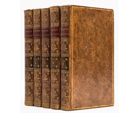 Ariosto (Lodovico) Orlando Furioso,  translated by John Hoole, 5 vol., half-titles, engraved plates, light foxing and occasio