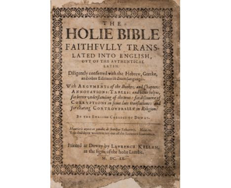 Douai Bible.- The Holie Bible faithfully translated into English, largely translated by Gregory Martin, Vol.1 only (of 2), ti