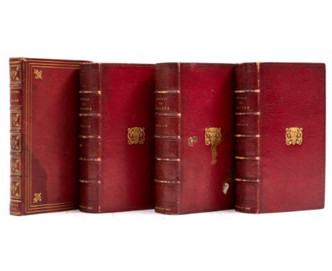 Molière (Jean Baptiste Poquelin de) Oeuvres, 6 vol. in 3, general titles in red and black with woodcut vignette, woodcut head