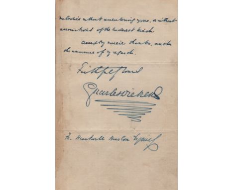 DICKENS CHARLES: (1812-1870) English Novelist. Final page of an A.L.S., Charles Dickens, (a fine, bold example with paraph), 
