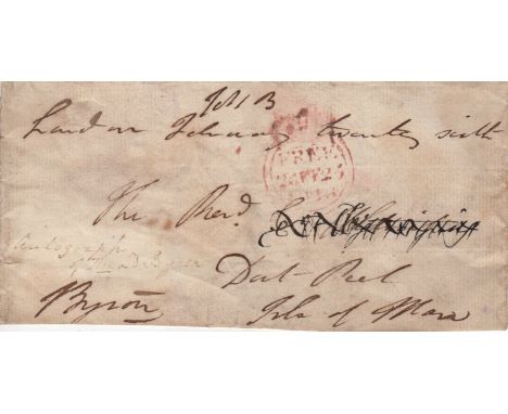BYRON LORD: (1788-1824) British Poet, a leading figure in the Romantic Movement. Signed Free Front envelope panel, addressed 