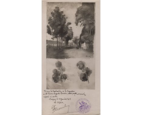 RENOIR PIERRE-AUGUSTE: (1841-1919) French Impressionist Artist. A good vintage signed 5.5 x 11 photograph by Renoir, being a 