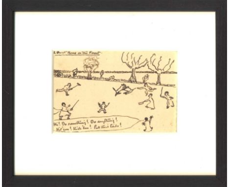 DOYLE ARTHUR CONAN: (1859-1930) Scottish Author, creator of Sherlock Holmes. An unusual original pen and ink drawing, unsigne
