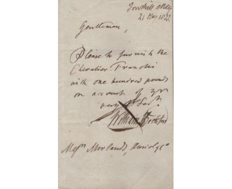 BECKFORD WILLIAM: (1760-1844) English Novelist & Art Collector, reputed at one stage in his life to be the richest commoner i