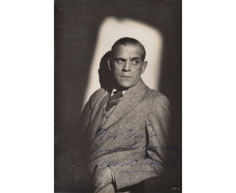 KARLOFF BORIS: (1887-1969) English Actor, famous for his portrayal of Frankenstein's monster in Frankenstein (1931). Vintage 
