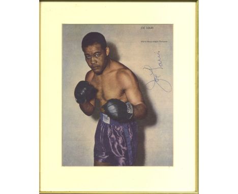 LOUIS JOE: (1914-1981) American Boxer, World Heavyweight Champion 1937-49. Vintage signed 8 x 10 colour magazine photograph o