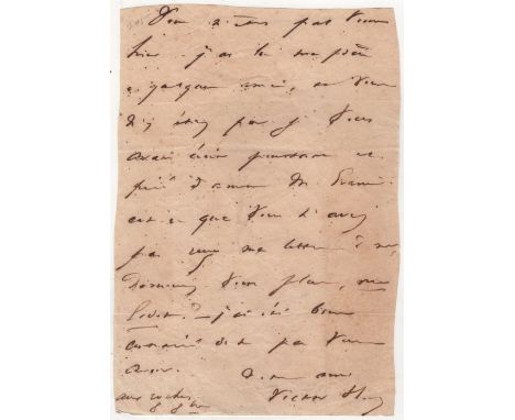 HUGO VICTOR: (1802-1885) French Poet &amp; Novelist of the Romantic Movement. A.L.S., Victor Hugo (his surname penned a littl