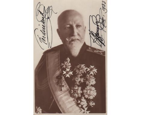 FERDINAND I: (1861-1948) Tsar of Bulgaria 1887-1918. Vintage signed sepia postcard photograph of Ferdinand I in a head and sh