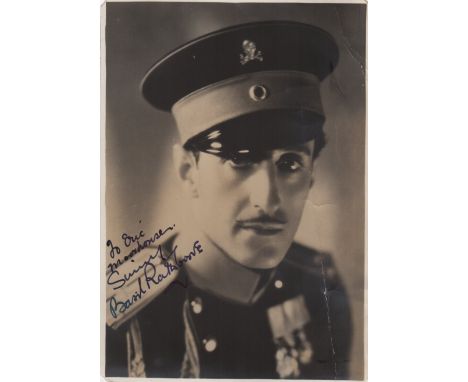 RATHBONE BASIL: (1892-1967) British Actor, famous for his portrayal of Sherlock Holmes in a number of films. Vintage signed a