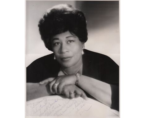 FITZGERALD ELLA: (1917-1996) American Jazz Vocalist. Vintage signed and inscribed 8 x 10 photograph of Fitzgerald in a head a
