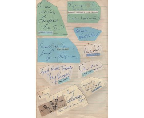 ENTERTAINMENT: A folio scrapbook containing over 450 vintage irregularly clipped signed pieces, a few signed photographs etc.