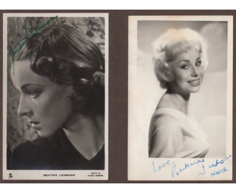 ENTERTAINMENT: A photograph album containing over 40 vintage signed postcard photographs, a few signed pieces etc., by variou