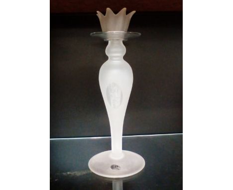 Murano Frosted Glass Candlestick Holder 35cm (Height)