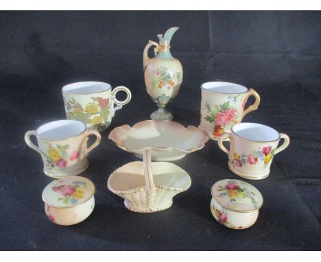 A collection of miniature Royal Worcester blush ivory porcelain