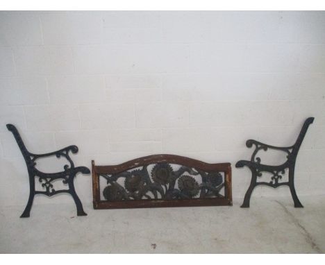 Cast Iron bench ends, plus decorative back piece.