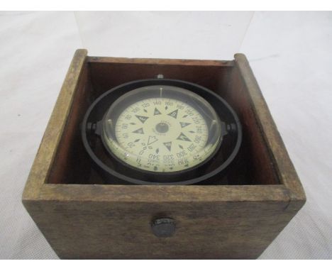 A vintage Plastimo gimballed compass in case