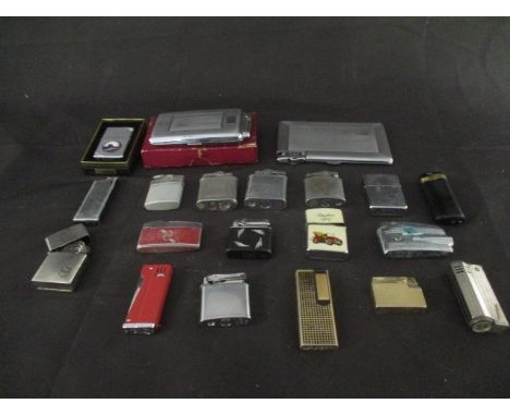 A collection of vintage cigarette lighters.