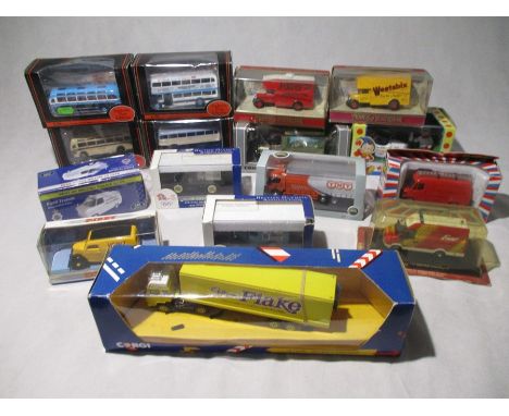 A collection of boxed die-cast vehicles including Gilbow First Editions Buses, Matchbox Models of Yesteryear, Corgi, Lledo Co