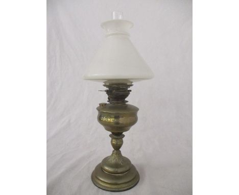 A brass "In Lux" oil lamp ( shade A/F)