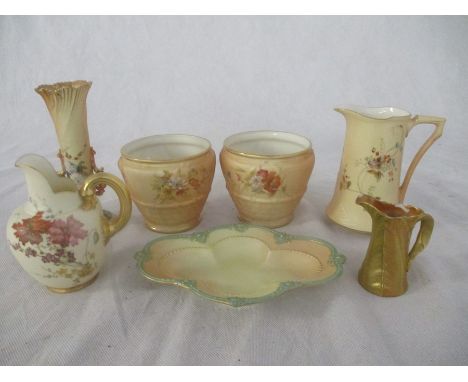 A collection of Royal Worcester blush ivory and similar pieces- some A/F