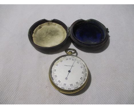 A Compensated pocket barometer in original leather case