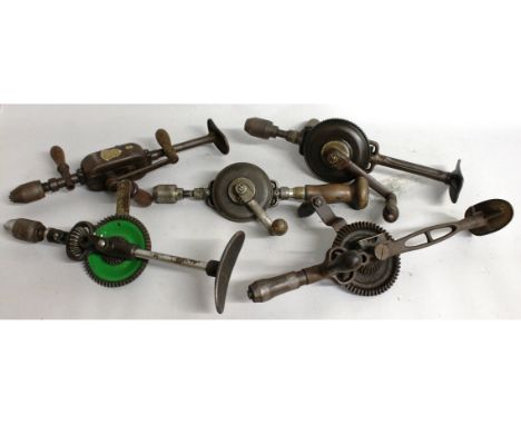 Brest drill in good condition by Chapman  plus four others including Yankee 1554 and 1555 by North, Millers Falls printed Jan