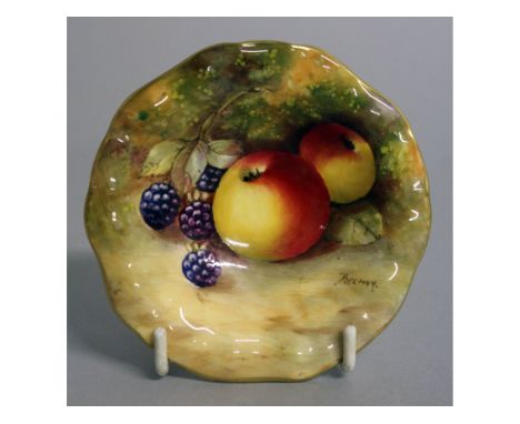 A ROYAL WORCESTER PIN DISH painted with fruit by Freeman, date code for 1938.
