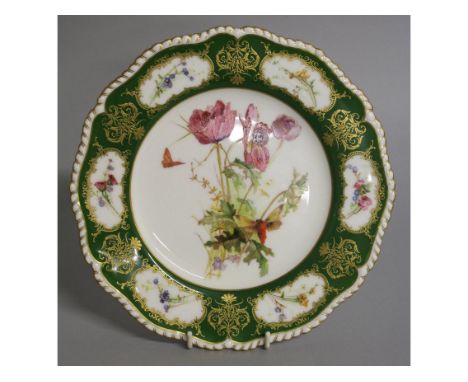 A ROYAL WORCESTER PLATE decorated with wild flowers by Edward Raby, date code for 1908.