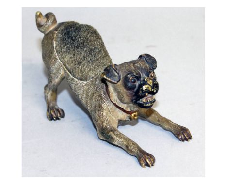 A VIENNA PAINTED COLD CAST BULLDOG PEN WIPE.  4.5ins long.