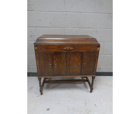 An oak gramophone cabinet (empty) 