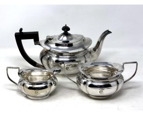 A silver plated three piece tea service