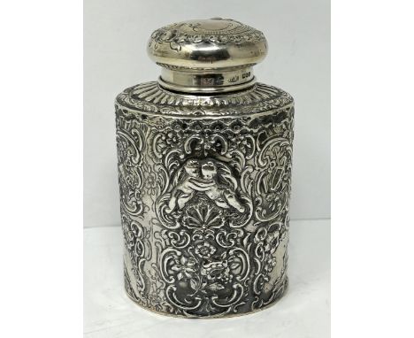 A Continental silver caddy, import marks for 1899, 3.9 ozt 